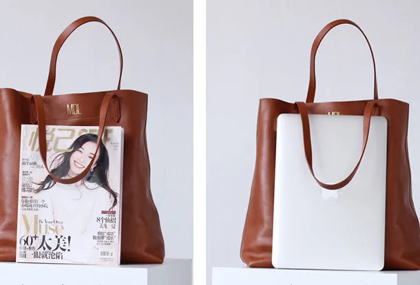 Handmade Genuine Leather Handbag Tote Bag Shopper Bag Shoulder Bag Purse For Women