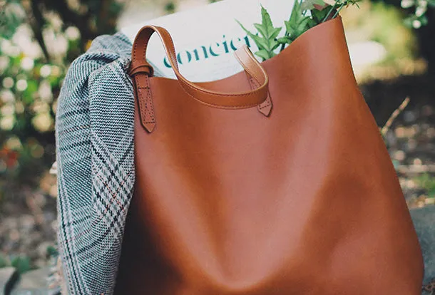 Handmade Genuine Leather Handbag Tote Bag Shopper Bag Shoulder Bag Purse For Women