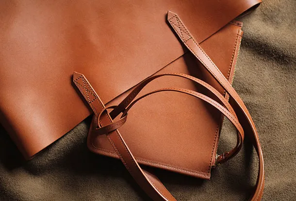 Handmade Genuine Leather Handbag Tote Bag Shopper Bag Shoulder Bag Purse For Women