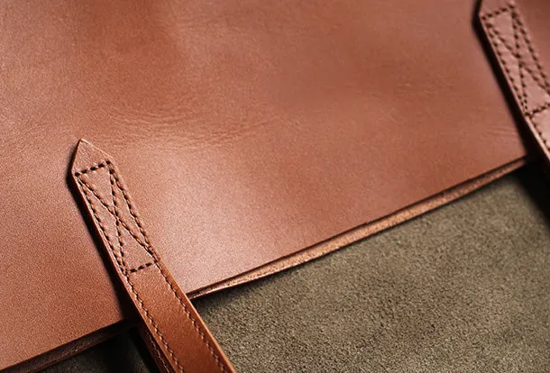 Handmade Genuine Leather Handbag Tote Bag Shopper Bag Shoulder Bag Purse For Women