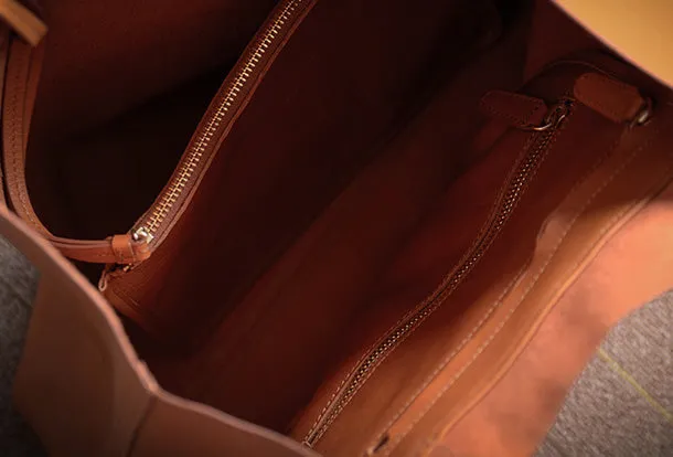 Handmade Genuine Leather Handbag Tote Bag Shopper Bag Shoulder Bag Purse For Women