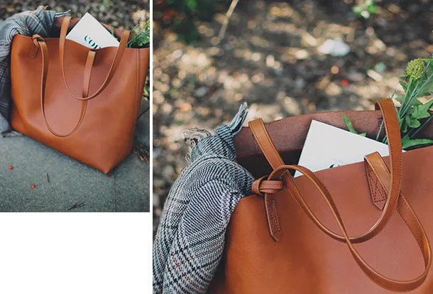 Handmade Genuine Leather Handbag Tote Bag Shopper Bag Shoulder Bag Purse For Women
