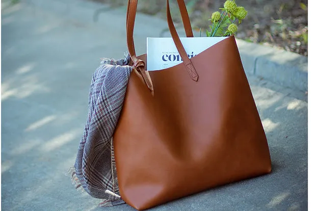 Handmade Genuine Leather Handbag Tote Bag Shopper Bag Shoulder Bag Purse For Women