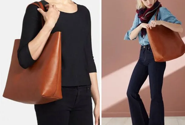 Handmade Genuine Leather Handbag Tote Bag Shopper Bag Shoulder Bag Purse For Women