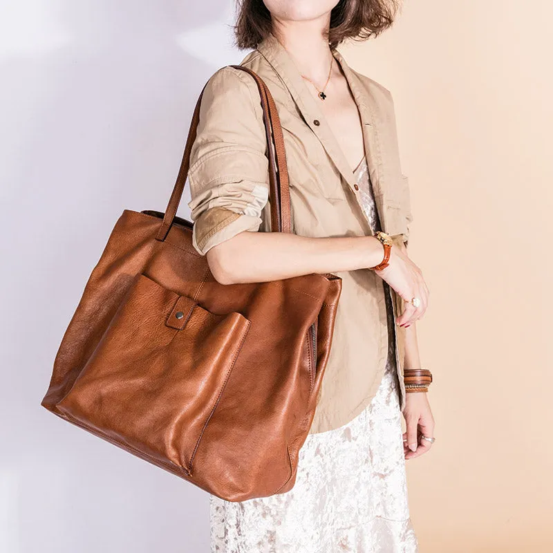 Handmade Genuine Leather Handbag Tote Large Shopper Bag Purse Handbag Shoulder Bag Purse For Women
