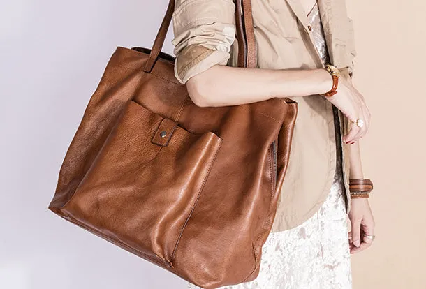 Handmade Genuine Leather Handbag Tote Large Shopper Bag Purse Handbag Shoulder Bag Purse For Women