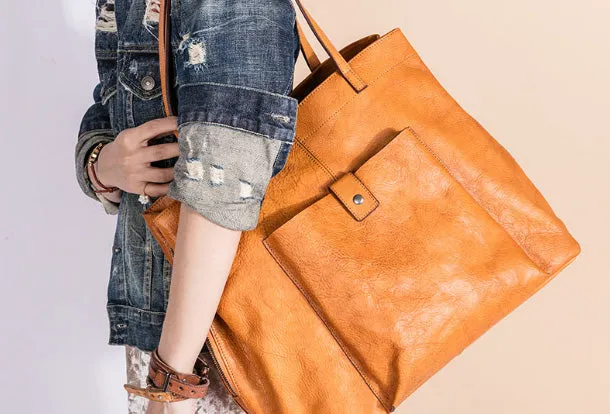 Handmade Genuine Leather Handbag Tote Large Shopper Bag Purse Handbag Shoulder Bag Purse For Women