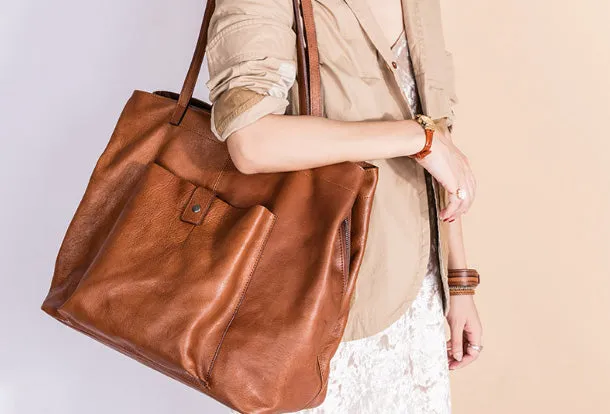 Handmade Genuine Leather Handbag Tote Large Shopper Bag Purse Handbag Shoulder Bag Purse For Women