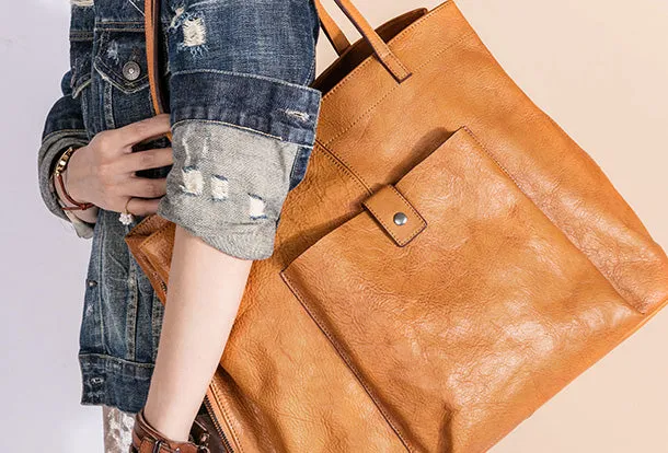 Handmade Genuine Leather Handbag Tote Large Shopper Bag Purse Handbag Shoulder Bag Purse For Women