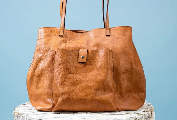 Handmade Genuine Leather Handbag Tote Large Shopper Bag Purse Handbag Shoulder Bag Purse For Women