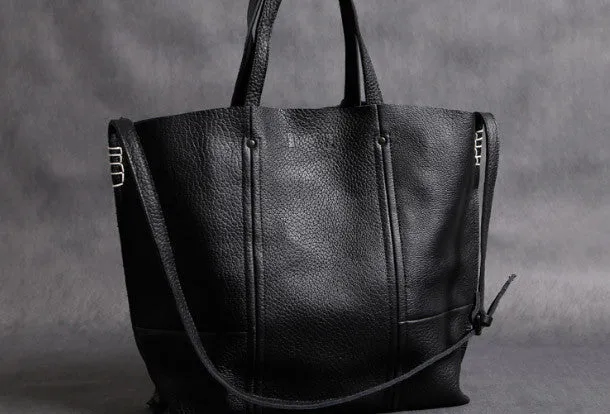 Handmade Leather black tote bag for women leather shoulder bag handbag
