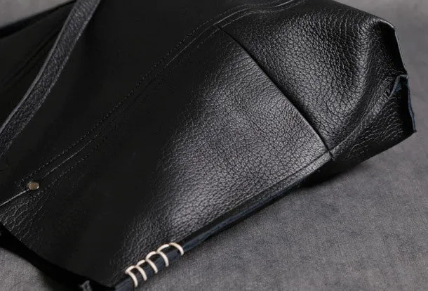 Handmade Leather black tote bag for women leather shoulder bag handbag
