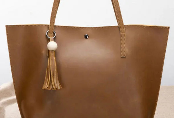 Handmade Leather handbag shoulder bag large tote for women leather shopper bag