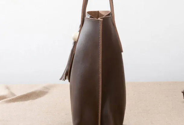 Handmade Leather handbag shoulder bag large tote for women leather shopper bag