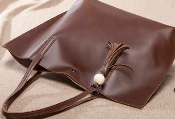 Handmade Leather handbag shoulder bag large tote for women leather shopper bag