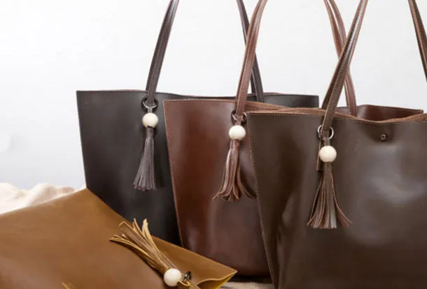 Handmade Leather handbag shoulder bag large tote for women leather shopper bag