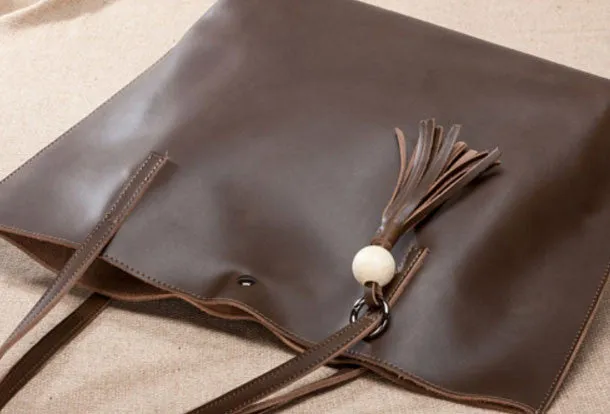 Handmade Leather handbag shoulder bag large tote for women leather shopper bag