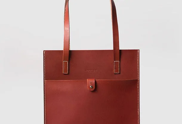 Handmade Leather handbag shoulder tote bag red for women leather shopper bag