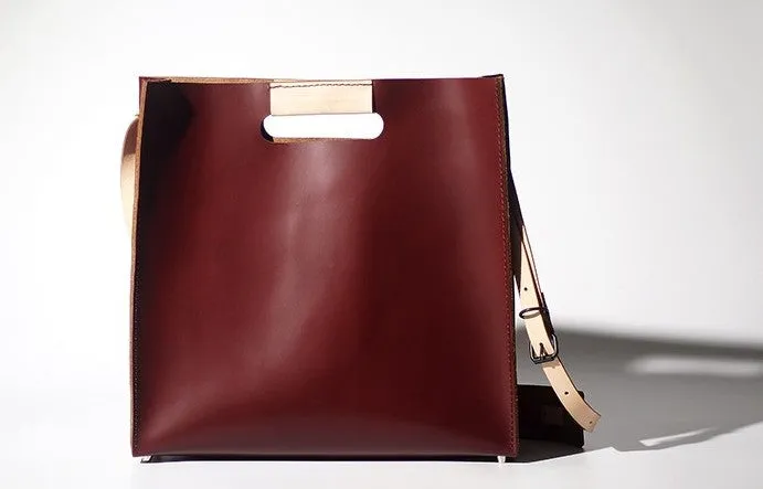 Handmade Leather Red Womens Tote Purse Handbag Tote Shopper Bag for Women