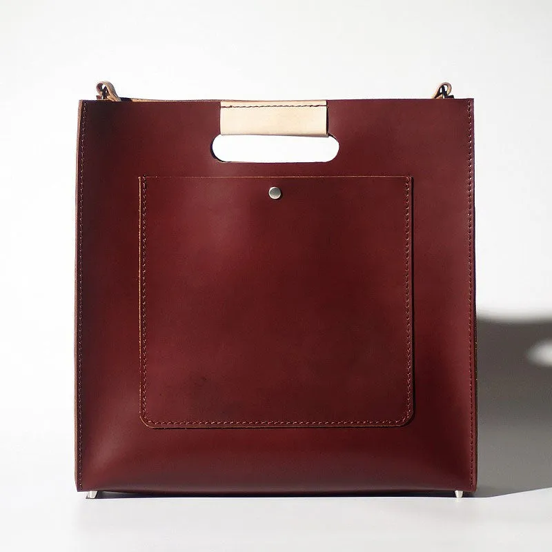 Handmade Leather Red Womens Tote Purse Handbag Tote Shopper Bag for Women