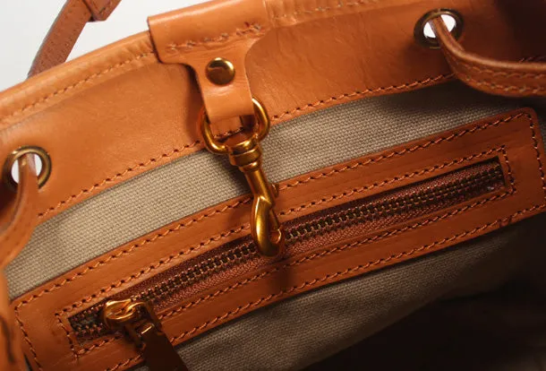 Handmade Leather Tote Purse Bucket Bag Handbag Shoulder Bag Large for Women Leather Shopper Bag