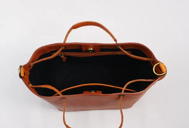 Handmade Leather Tote Purse Bucket Bag Handbag Shoulder Bag Large for Women Leather Shopper Bag