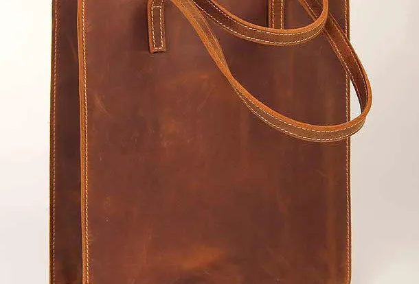 Handmade vintage womens leather tote bag shoulder bag for women
