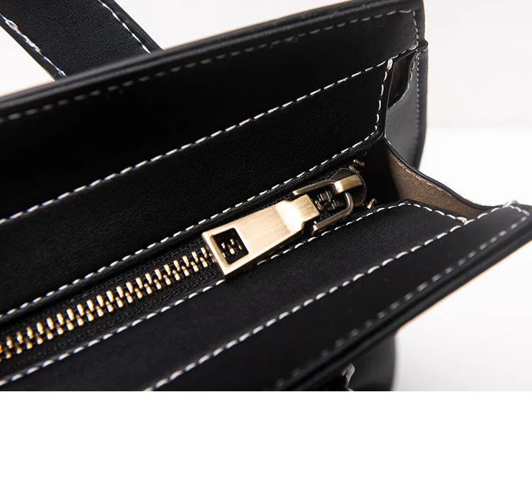 Handmade Womens Black Leather Tote Handbag Purse Birds Tote Bag for Women