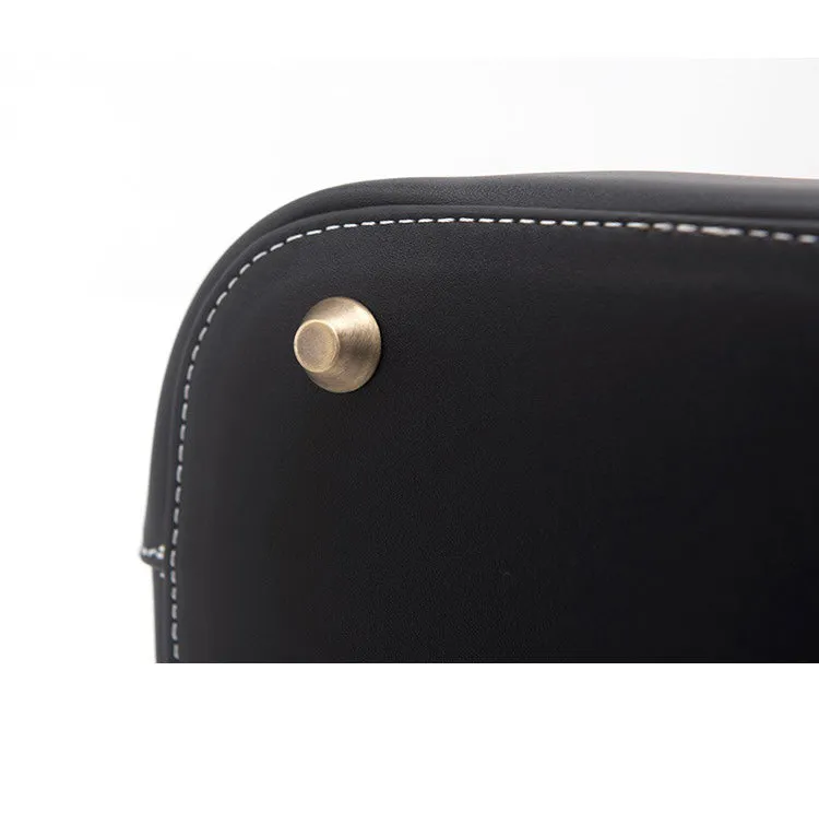 Handmade Womens Black Leather Tote Handbag Purse Birds Tote Bag for Women