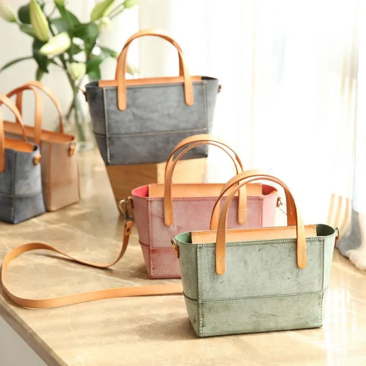 Handmade Womens Leather Handbag Tote Purse Tote Cute Shopper Side Tote Bag for Men