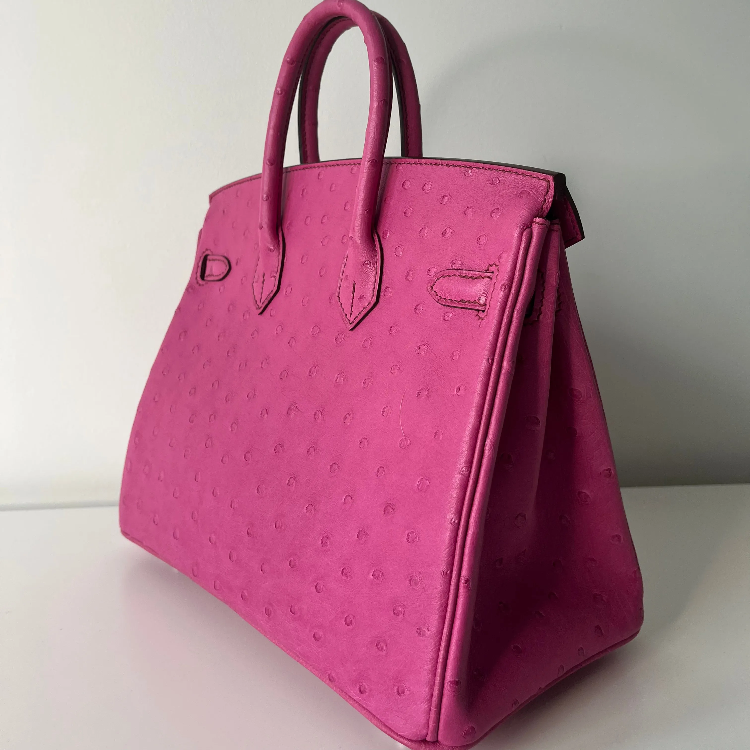 Hermes Birkin 25 Fuschia Ostrich Palladium Hardware