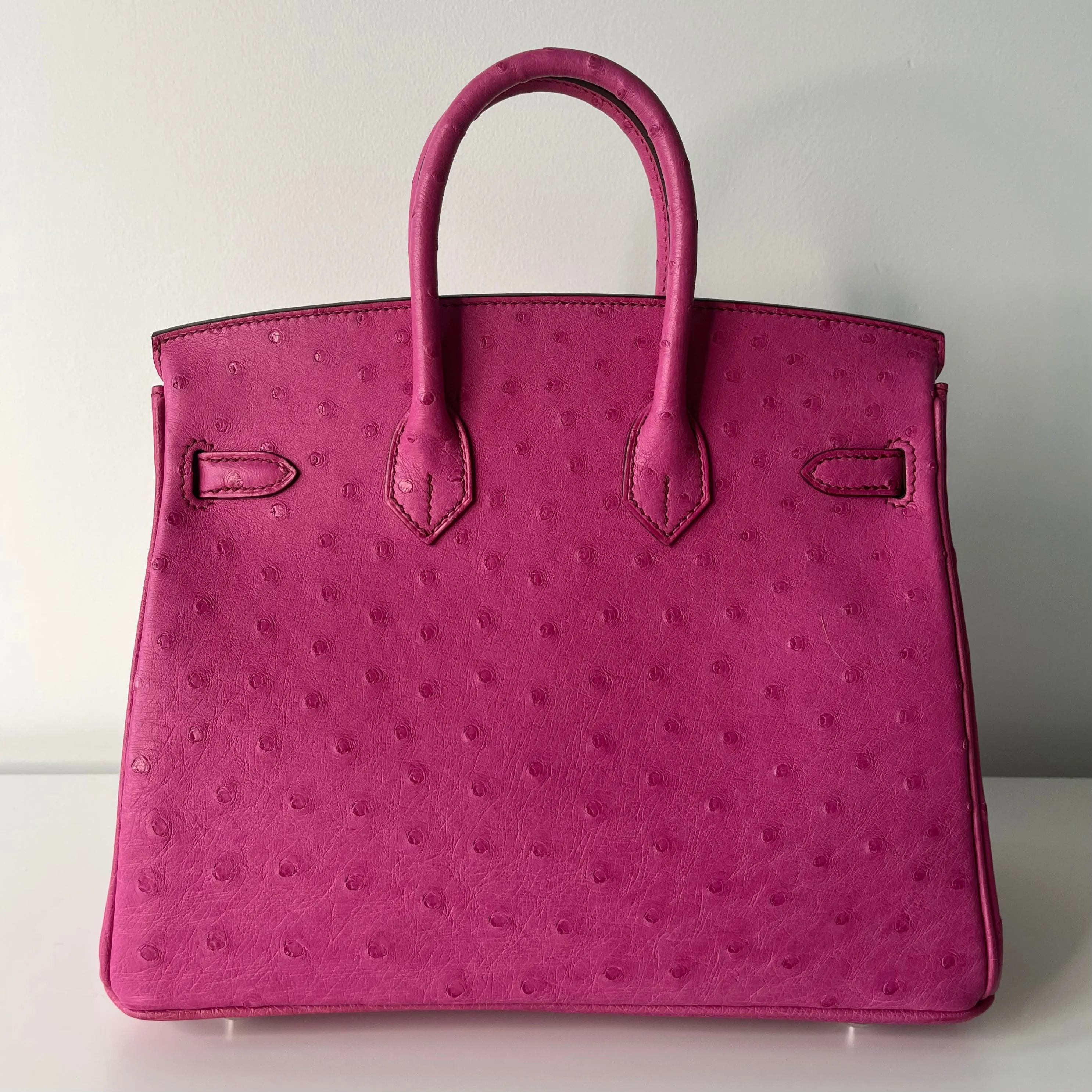 Hermes Birkin 25 Fuschia Ostrich Palladium Hardware