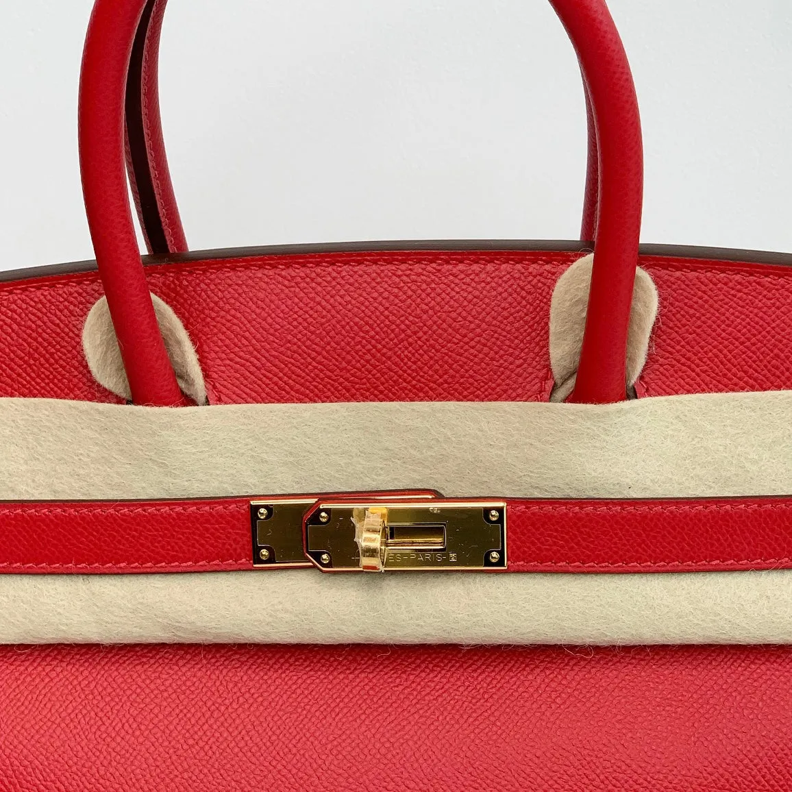 Herm??s Birkin 30 Rouge Casaque Epsom Gold Hardware