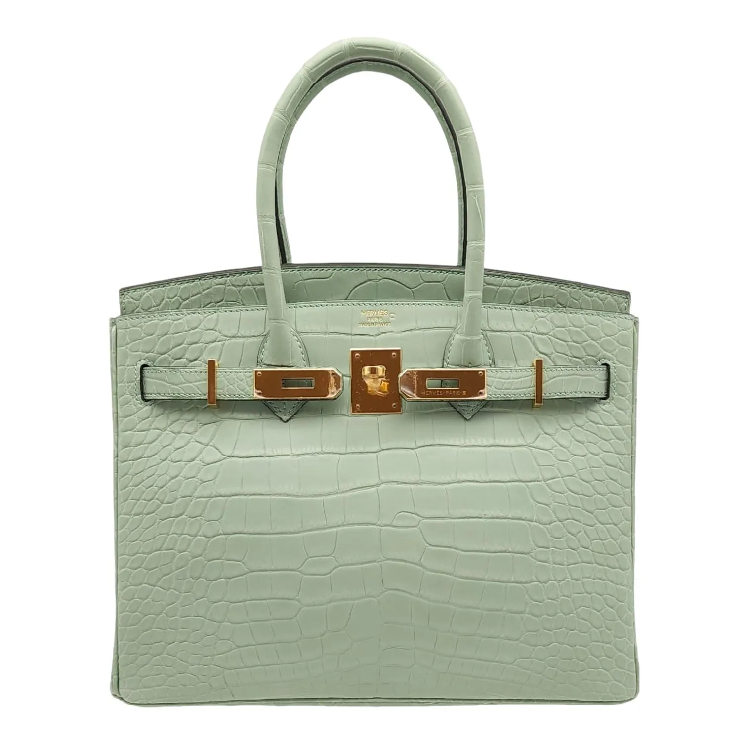 Herm??s Birkin 30 Vert D'Eau Matte Alligator Gold Hardware