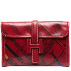 Jige Red Leather Clutch