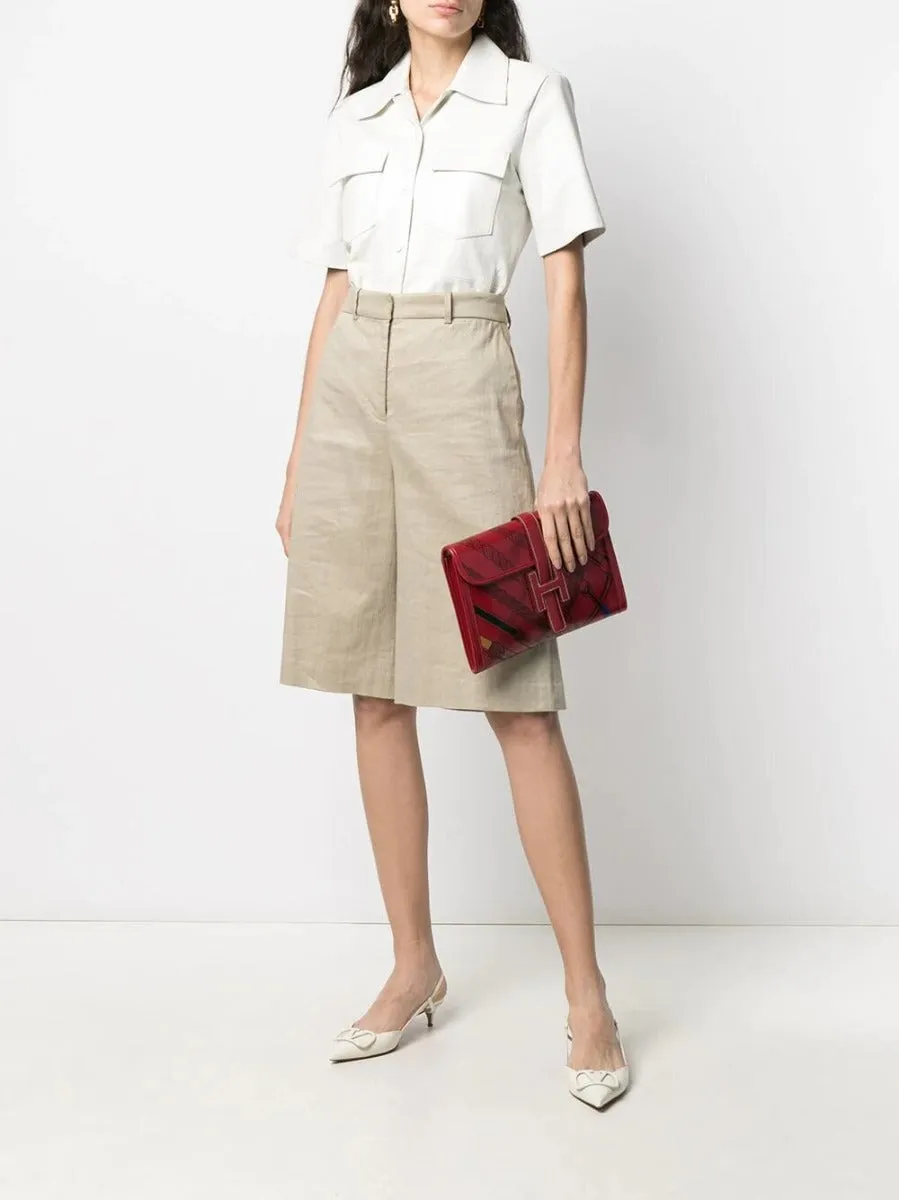 Jige Red Leather Clutch