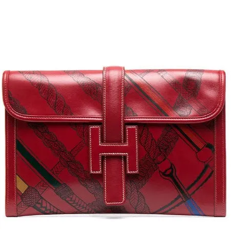 Jige Red Leather Clutch