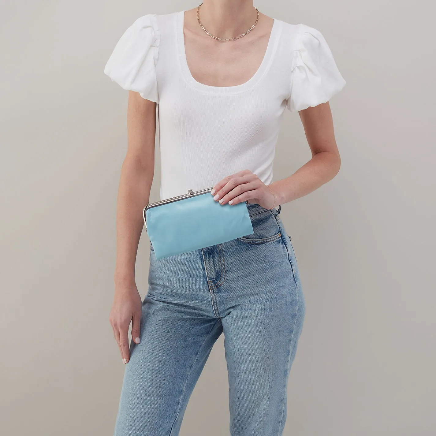 Lauren Clutch-Wallet In Polished Leather - Stratosphere