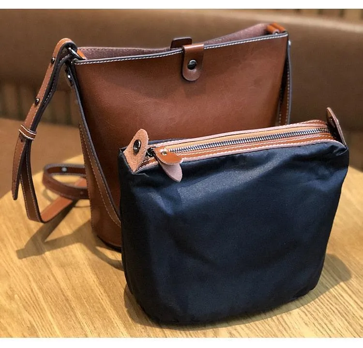 Leather Bucket bag,  Personalised Bag, Leather Shoulder Bag, Cross Body Bag, Brown Leather Bag, Crossbody Bag, Gift for her