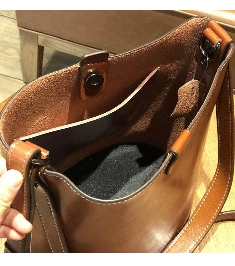 Leather Bucket bag,  Personalised Bag, Leather Shoulder Bag, Cross Body Bag, Brown Leather Bag, Crossbody Bag, Gift for her
