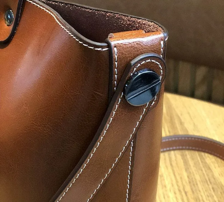 Leather Bucket bag,  Personalised Bag, Leather Shoulder Bag, Cross Body Bag, Brown Leather Bag, Crossbody Bag, Gift for her