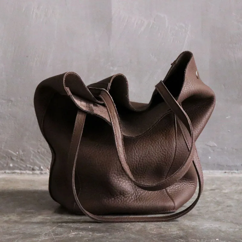 LEATHER Large WOMENs Bucket Tote Bag Work Tote Purses FOR WOMEN