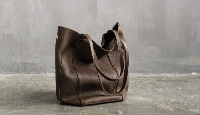 LEATHER Large WOMENs Bucket Tote Bag Work Tote Purses FOR WOMEN