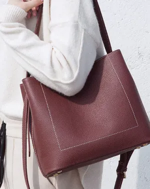 Leather Stylish Womens Tote Bag Shoulder Bag Shoulder Bucket Work Purse for Women