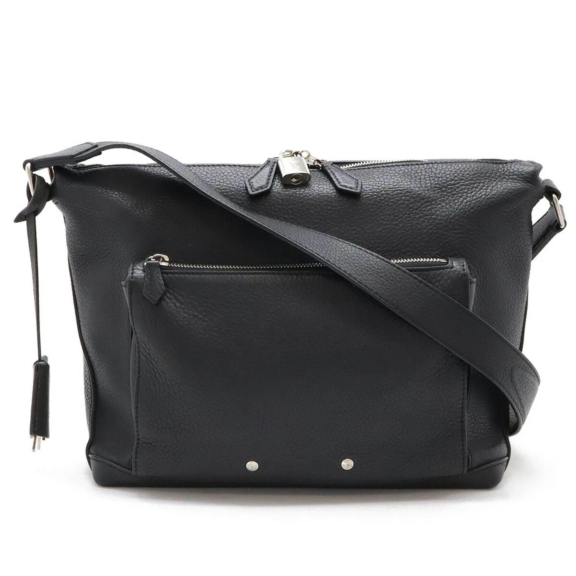 Louis Vuitton Noir Leather Shoulder Bag (Pre-Owned)