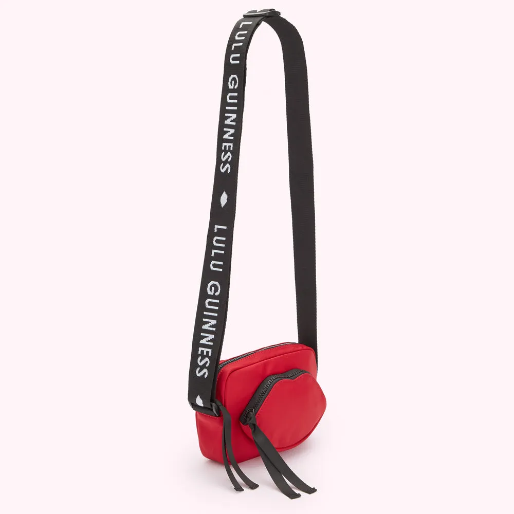 LULU RED NYLON PAM CROSSBODY BAG