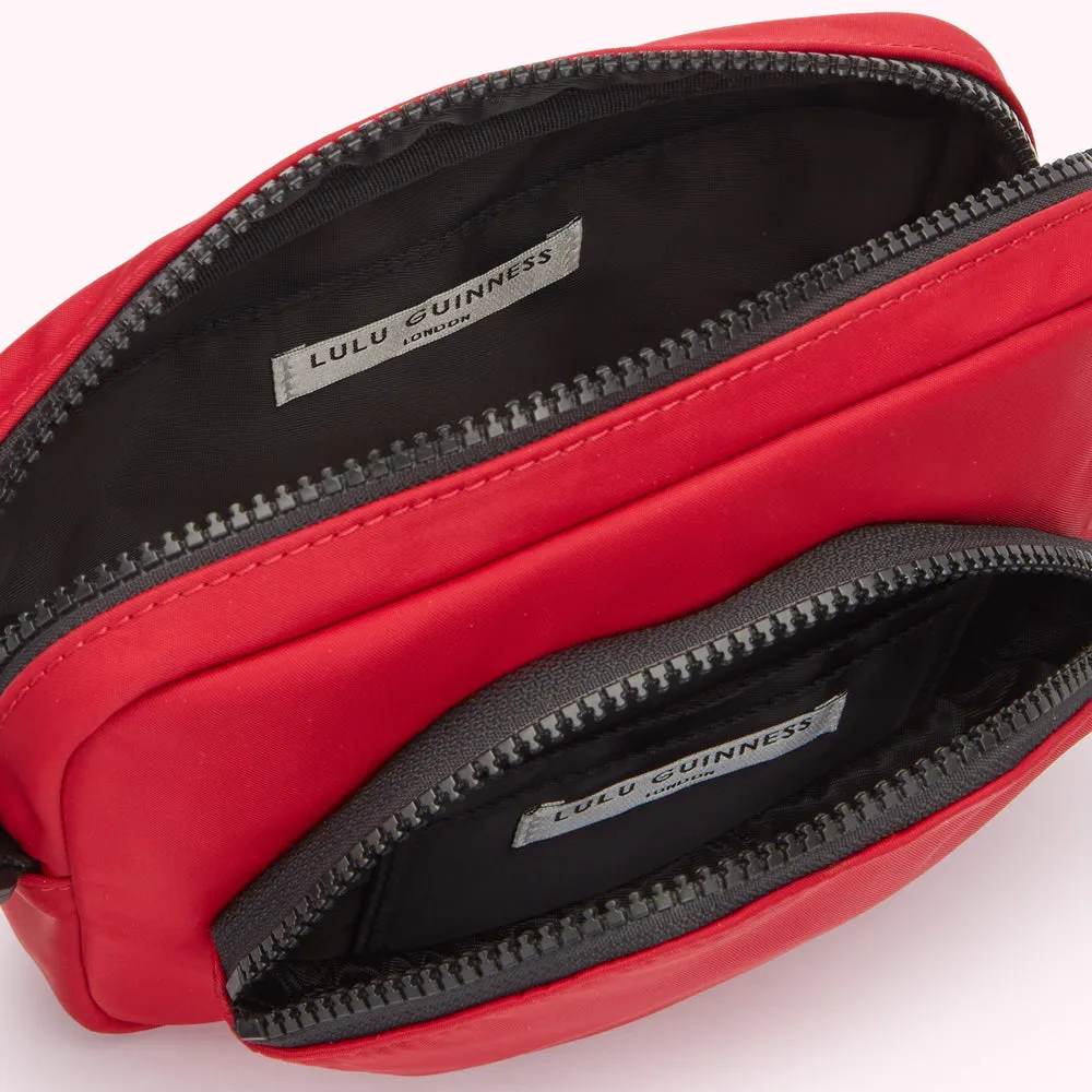 LULU RED NYLON PAM CROSSBODY BAG