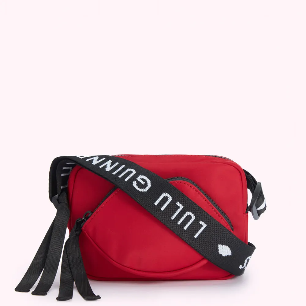 LULU RED NYLON PAM CROSSBODY BAG