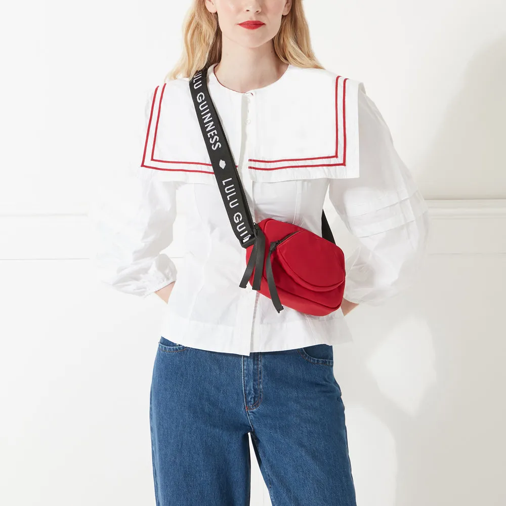 LULU RED NYLON PAM CROSSBODY BAG