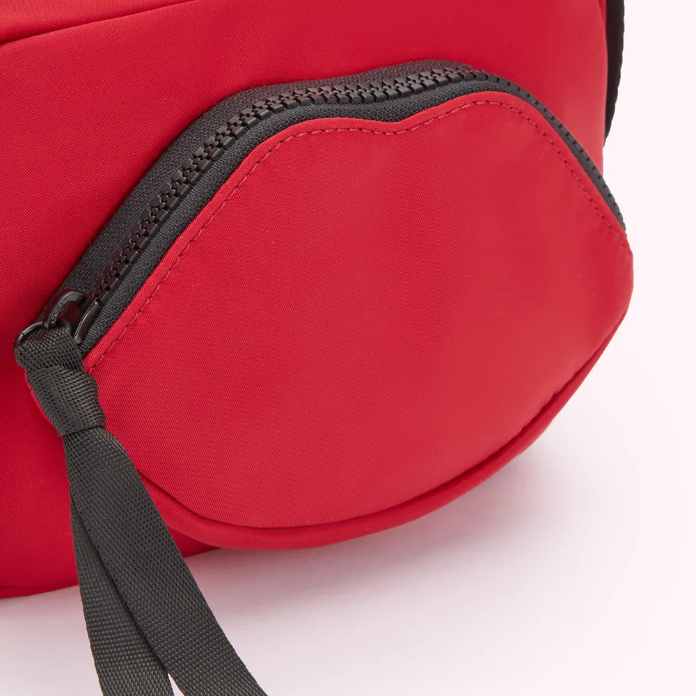 LULU RED NYLON PAM CROSSBODY BAG